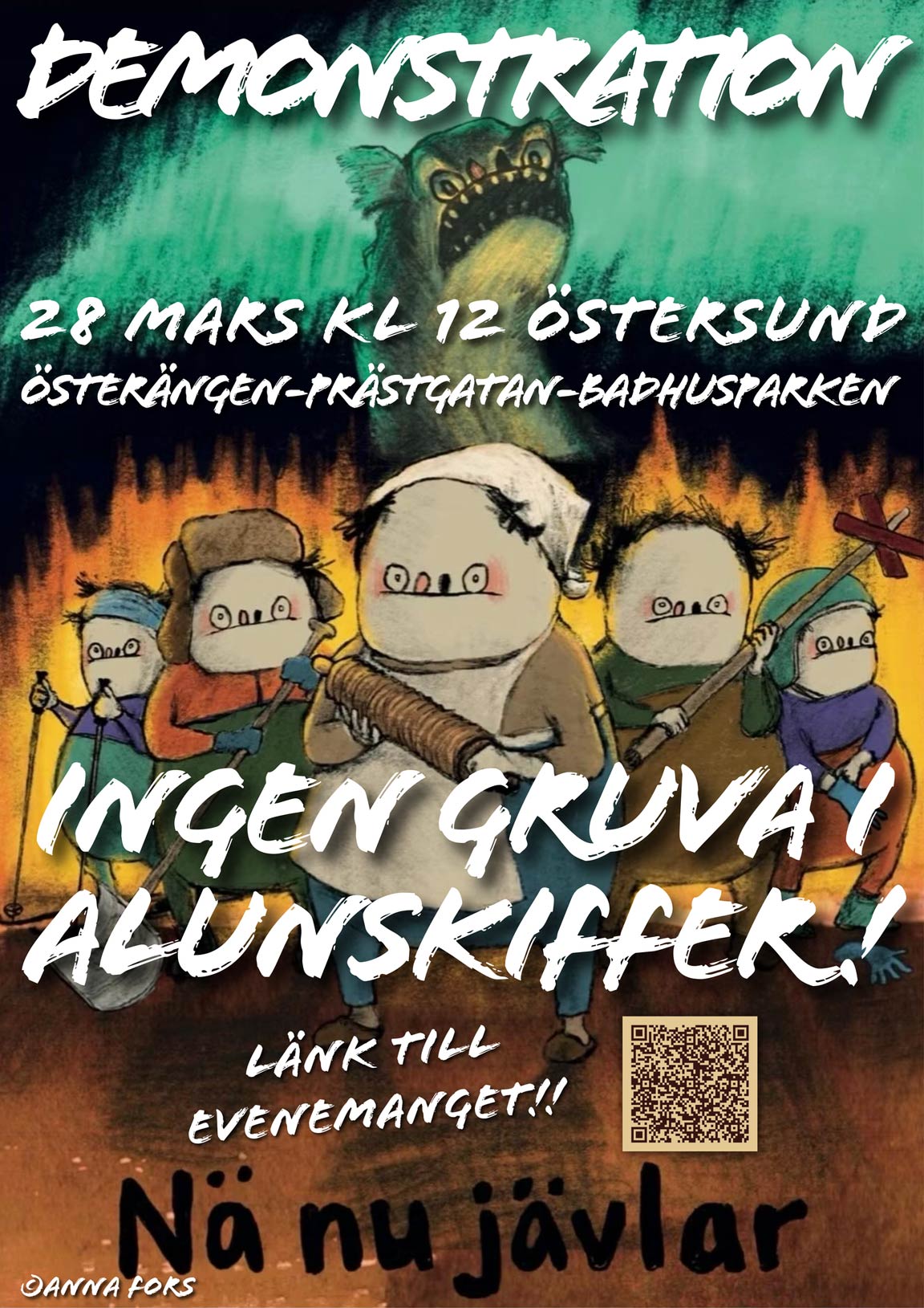 Affisch demonstration Östersund 2026-03-28